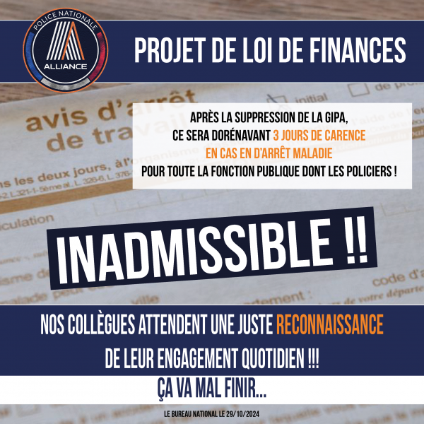 Projet de Loi des Finances : 3 jours de carences en cas de CMO !!