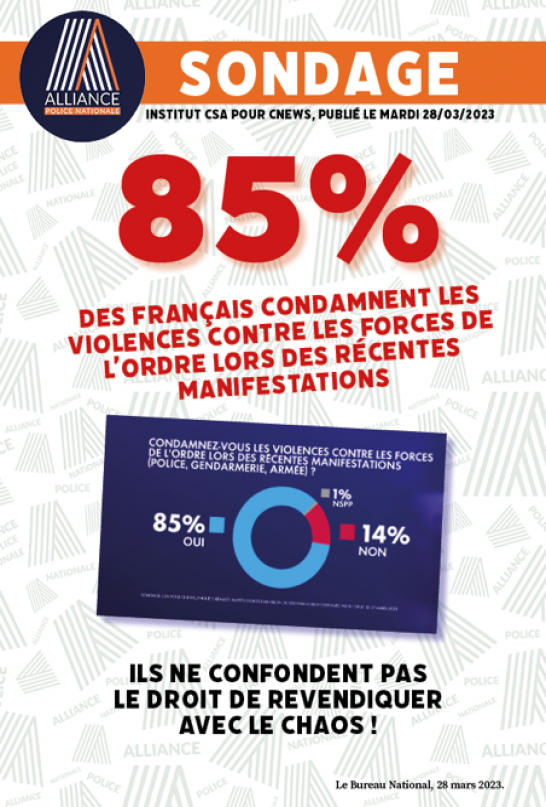 85% des français sont contre les violences à l'encontre des forces de l'ordre 